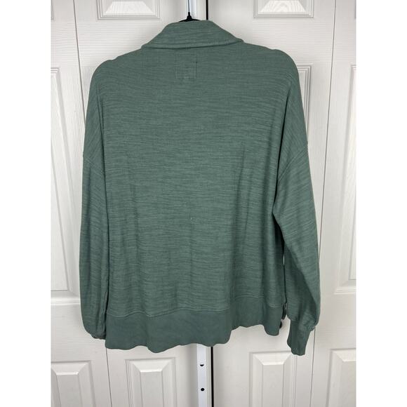 Aerie Endless Summer Polo Sweater Green Olive Pop Over Oversized Medium - Picture 6 of 6
